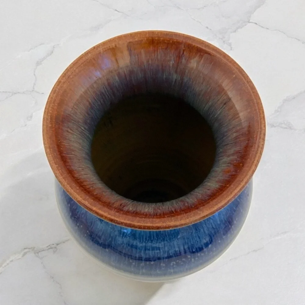 Vintage Large Blanket Creek Art Pottery Vase, Hand Thrown, Drip Glaze, Signed - Picture 3 of 8